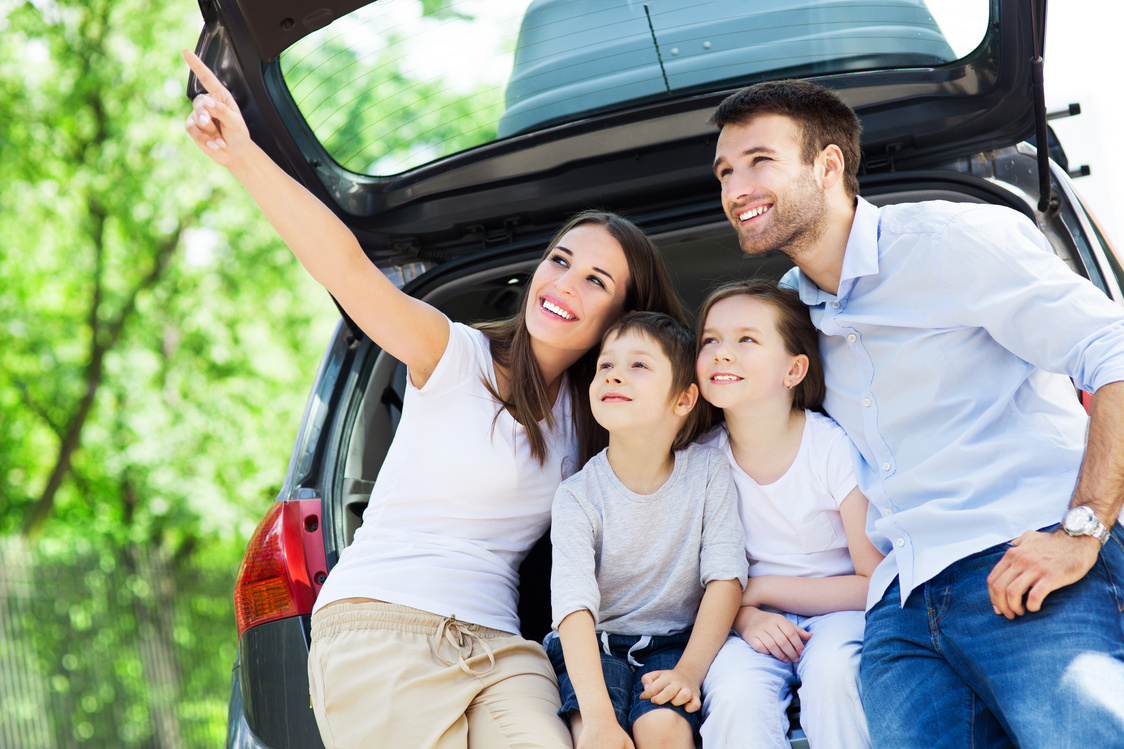 Family with a car